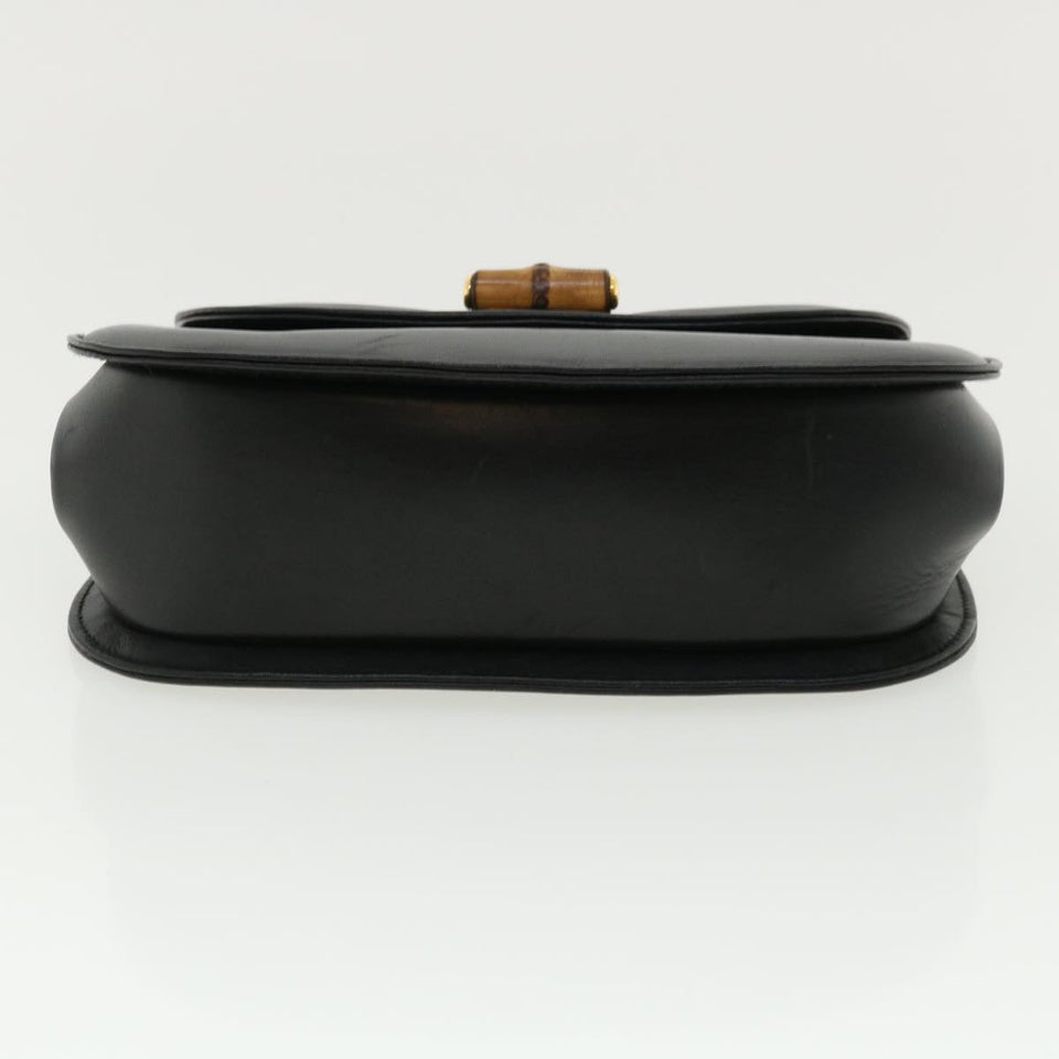 Gucci Bamboo Chain Hand Bag Leather Black 0011151497 am3810