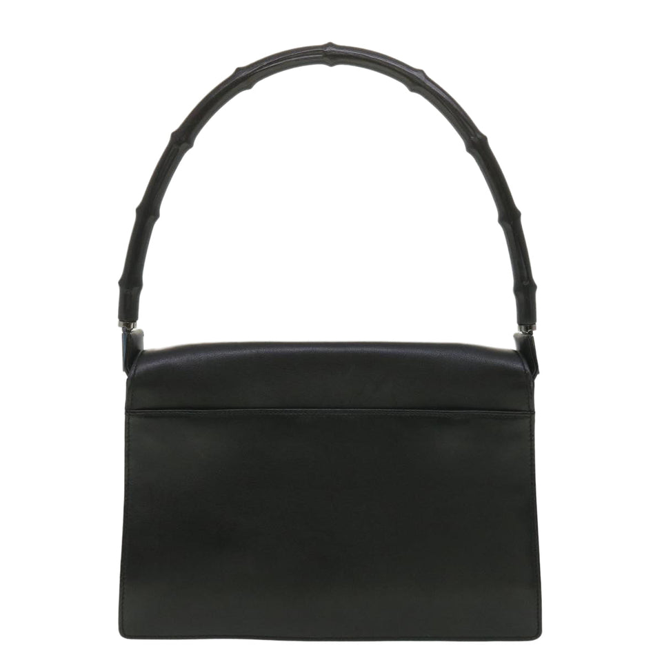 Gucci Bamboo Shoulder Bag Leather Black 001 3239 001998 am3859