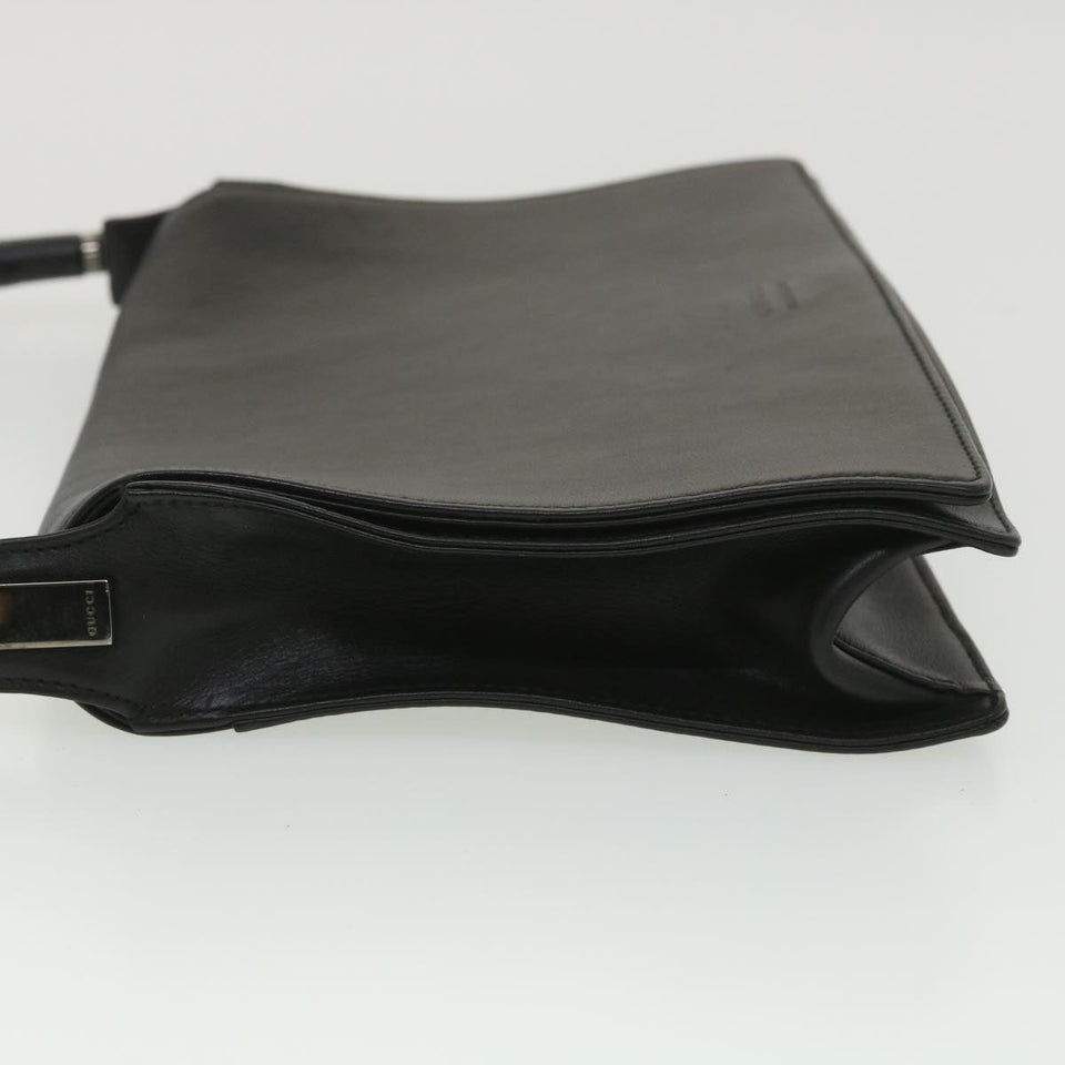 Gucci Bamboo Shoulder Bag Leather Black 001 3239 001998 am3859
