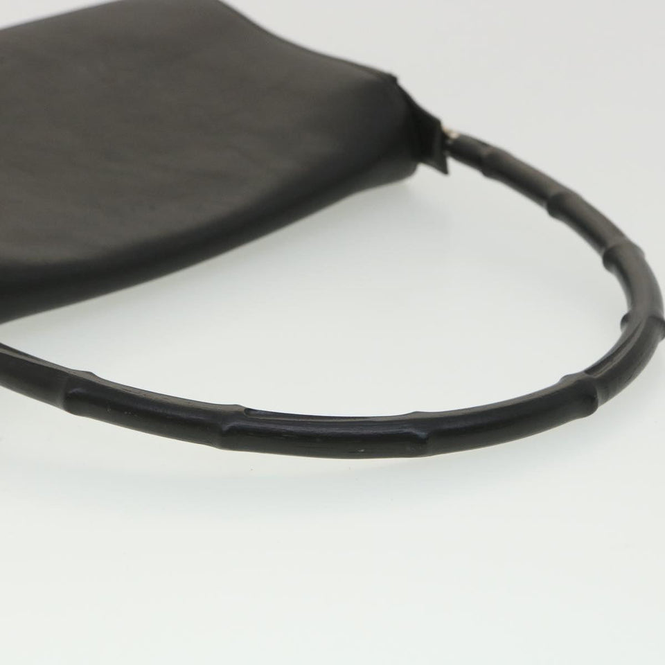 Gucci Bamboo Shoulder Bag Leather Black 001 3239 001998 am3859