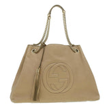 Gucci Chain Soho Shoulder Bag Leather Beige 310306 am3948