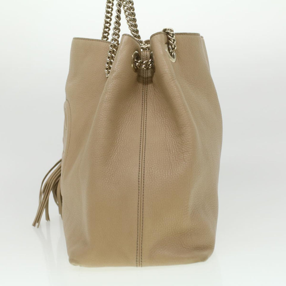 Gucci Chain Soho Shoulder Bag Leather Beige 310306 am3948