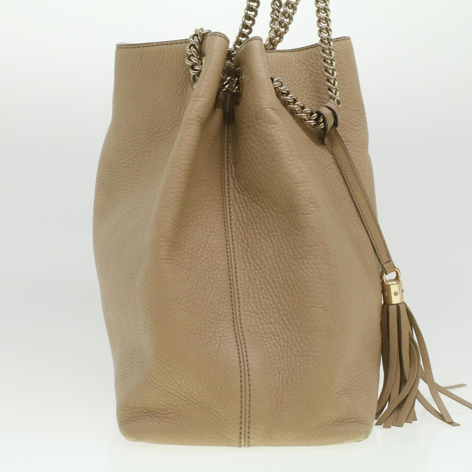Gucci Chain Soho Shoulder Bag Leather Beige 310306 am3948