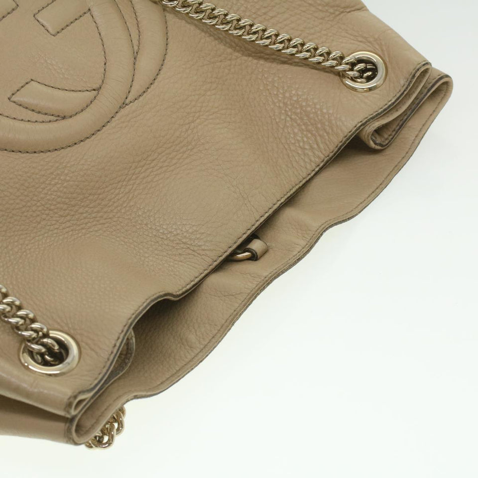 Gucci Chain Soho Shoulder Bag Leather Beige 310306 am3948