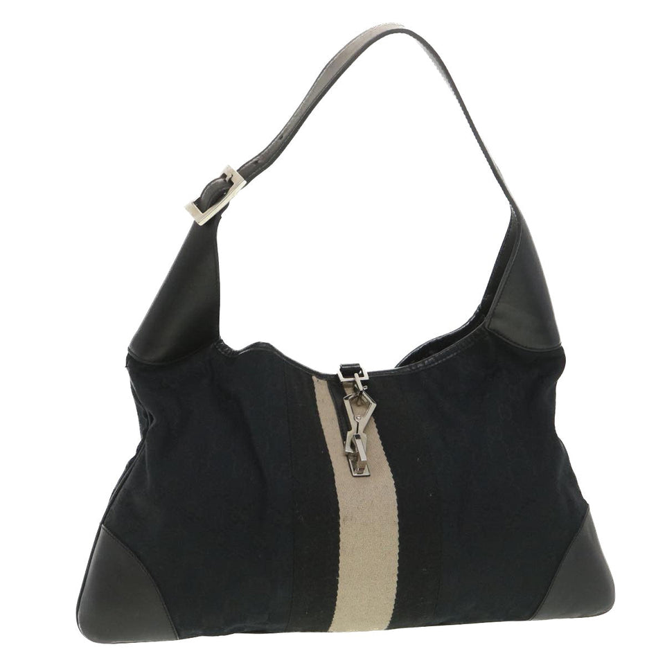 Gucci GG Canvas Jackie Shoulder Bag Black 001.4075 am3986