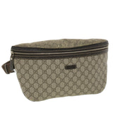 Gucci GG Canvas Waist Bag PVC Leather Beige 211110 am3994