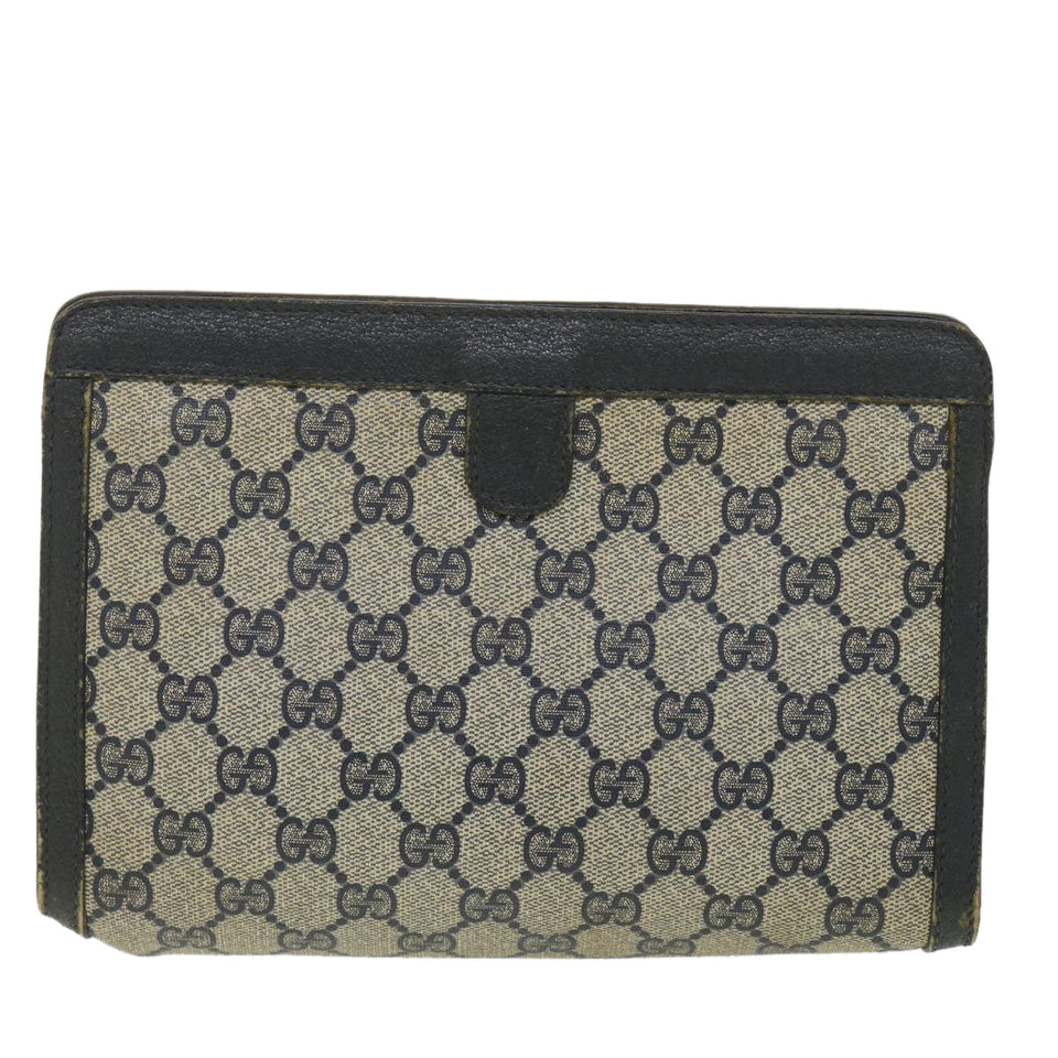 Gucci GG Canvas Sherry Line Clutch Bag Gray Red Navy 89.01.032 am4045
