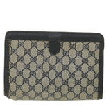 Gucci GG Canvas Sherry Line Clutch Bag Gray Red Navy 89.01.032 am4045