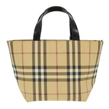Luxury Burberry Nova Check Hand Bag Nylon Beige Auth am4079