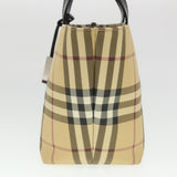 Luxury Burberry Nova Check Hand Bag Nylon Beige Auth am4079