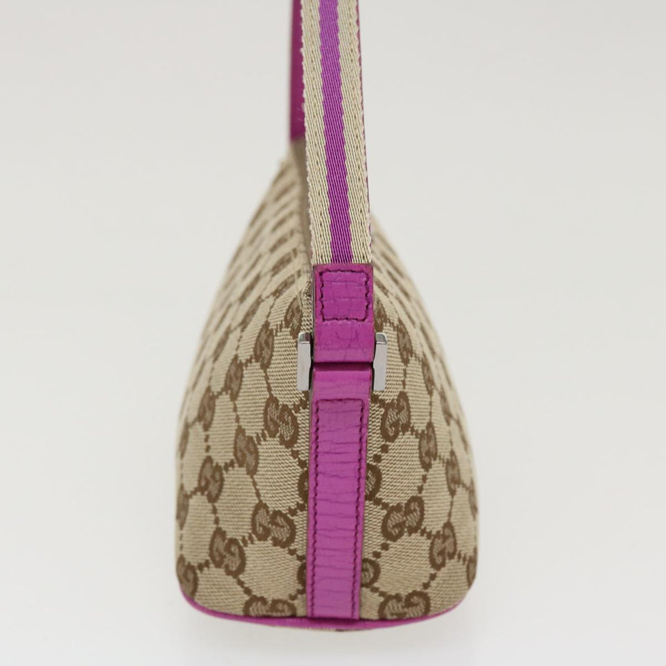 Gucci GG Canvas Sherry Line Accessory Pouch Beige Pink 141809 am4129