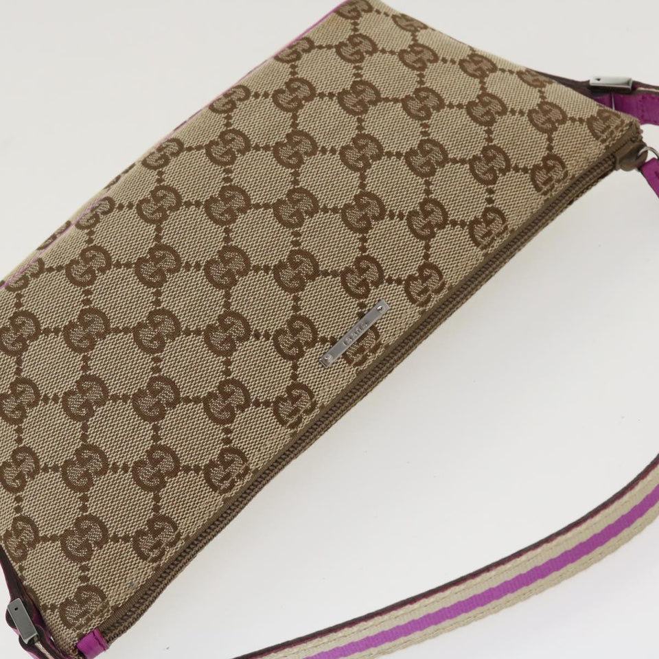Gucci GG Canvas Sherry Line Accessory Pouch Beige Pink 141809 am4129