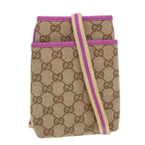 Gucci GG Canvas Sherry Line Shoulder Bag Beige Pink 141863 am4134