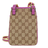 Gucci GG Canvas Sherry Line Shoulder Bag Beige Pink 141863 am4134