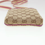 Gucci GG Canvas Sherry Line Shoulder Bag Beige Pink 141863 am4134