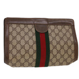 Gucci GG Canvas Web Sherry Line Clutch Bag Beige Red Green 8901002 am4170