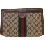 Gucci GG Canvas Web Sherry Line Clutch Bag Beige Red Green 8901002 am4170