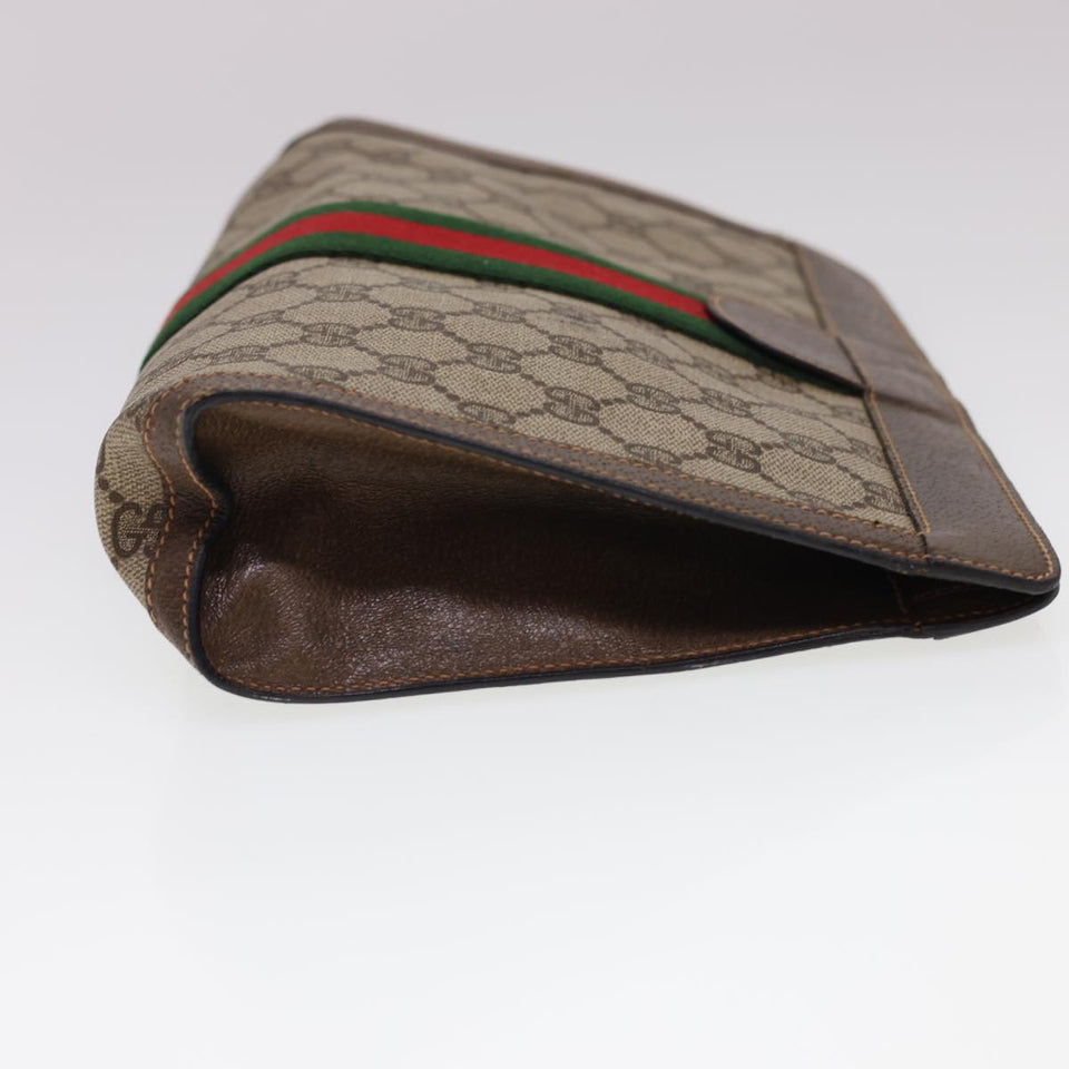 Gucci GG Canvas Web Sherry Line Clutch Bag Beige Red Green 8901002 am4170