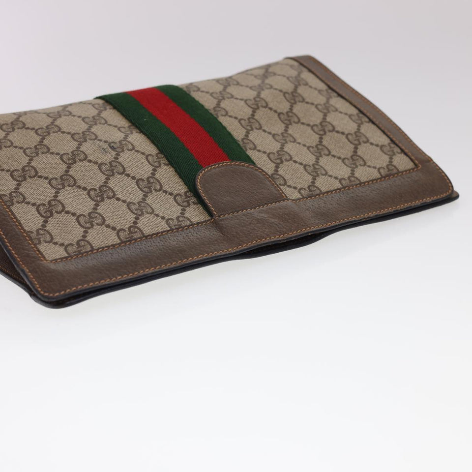 Gucci GG Canvas Web Sherry Line Clutch Bag Beige Red Green 8901002 am4170