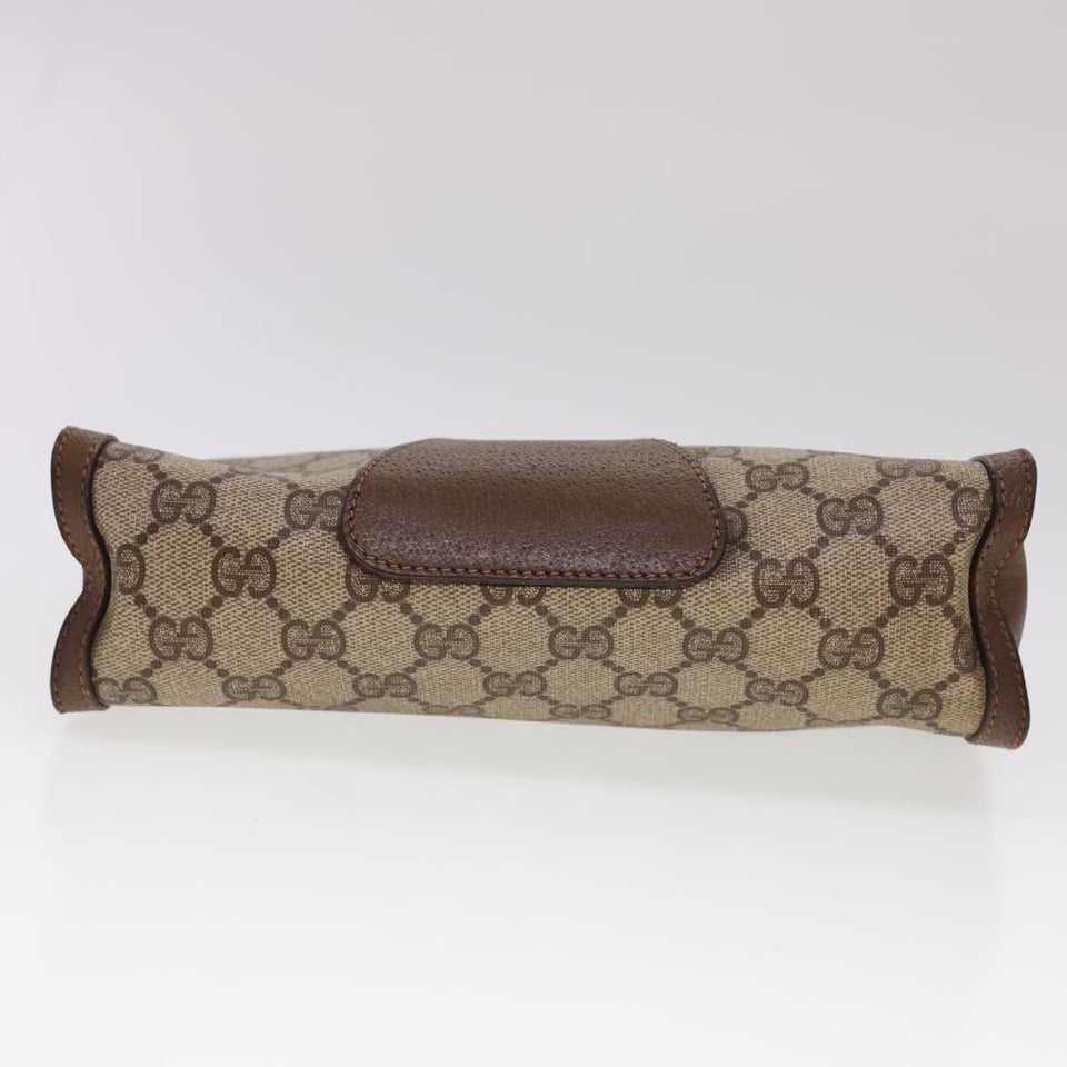 Gucci GG Canvas Web Sherry Line Clutch Bag PVC Leather Beige Red am4171