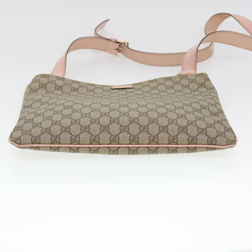 Gucci GG Canvas Shoulder Bag PVC Leather Beige 201446 am4260