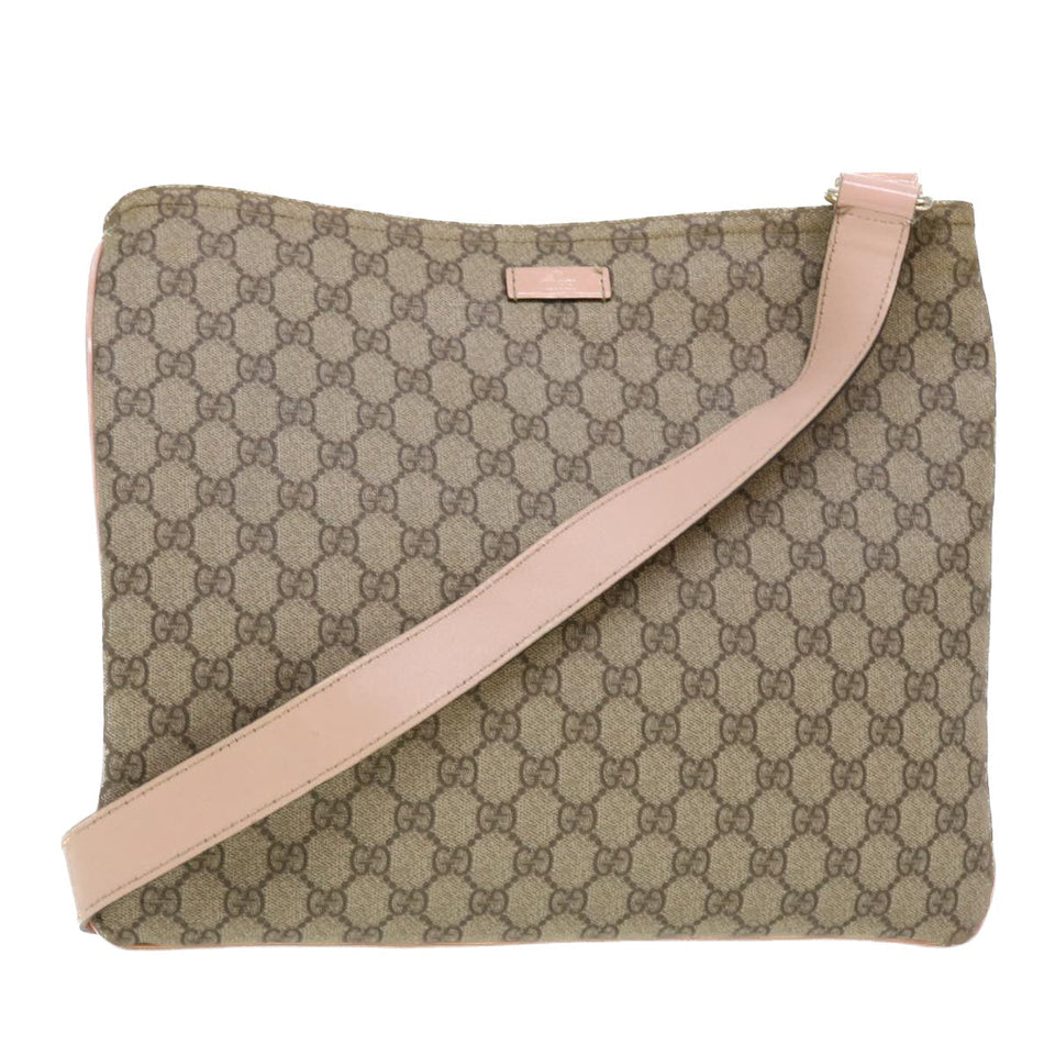 Gucci GG Canvas Shoulder Bag PVC Leather Beige 201446 am4260