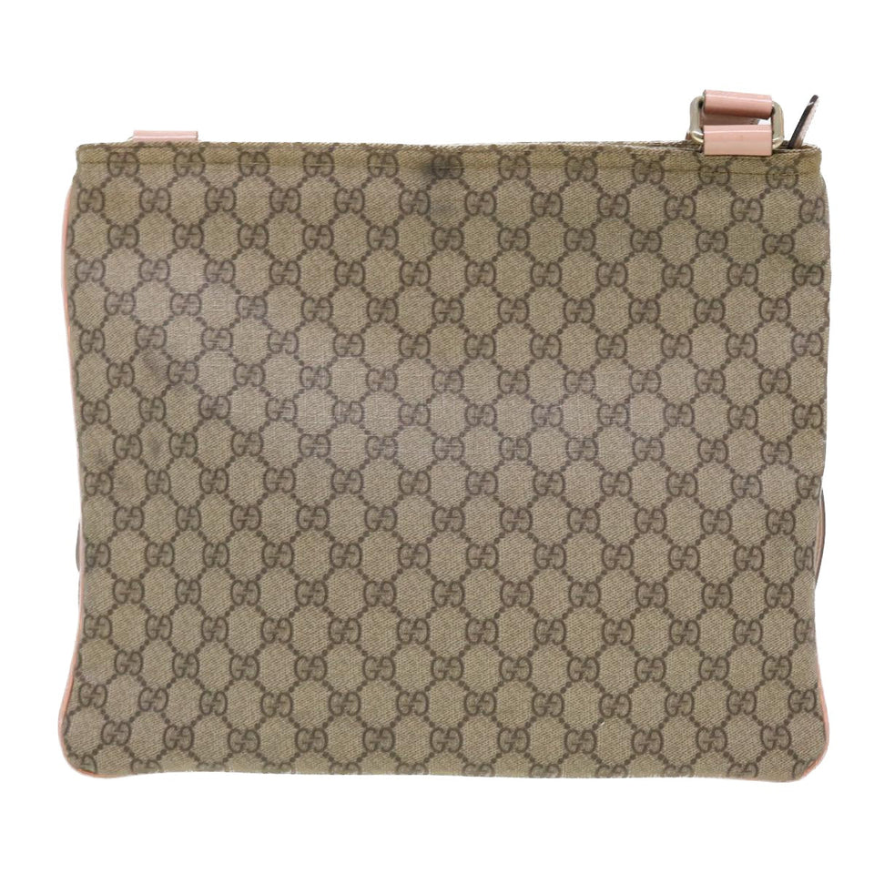 Gucci GG Canvas Shoulder Bag PVC Leather Beige 201446 am4260