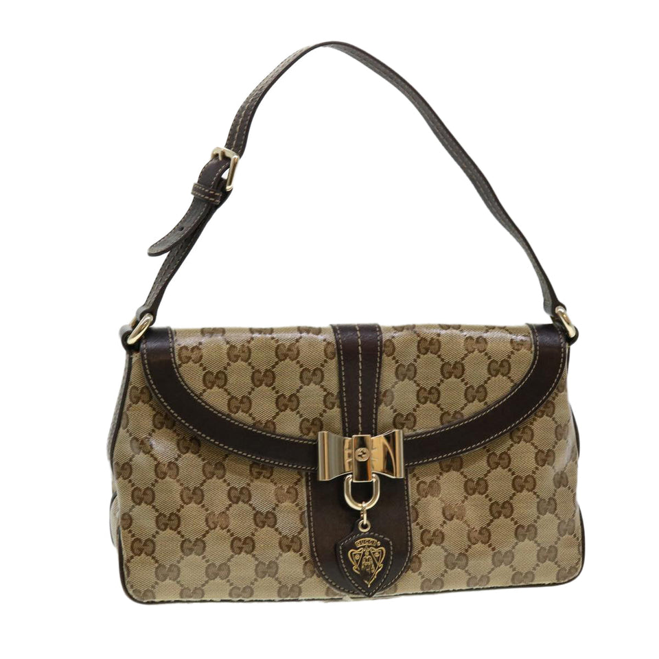 Gucci GG Canvas Shoulder Bag Coated Canvas Beige 181483 am4265