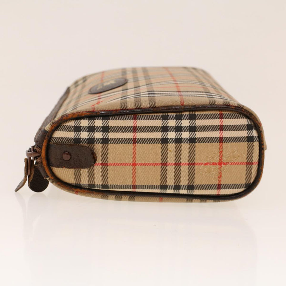 Luxury BurberrySs Nova Check Clutch Bag Nylon Beige Auth am4307