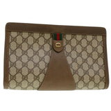 Gucci GG Canvas Web Sherry Line Clutch Bag Beige Red Green 8901033 am4321