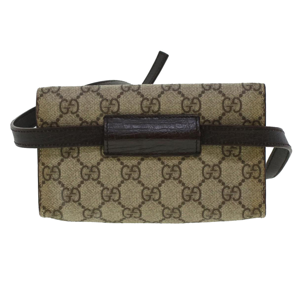 Gucci GG Canvas Waist Bag PVC Leather Beige 137376 am4371