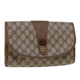 Gucci GG Canvas Web Sherry Line Clutch Bag Beige Red 89.01.030 am4401