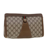 Gucci GG Canvas Web Sherry Line Clutch Bag Beige Red Green 89.01.033 am4410