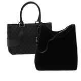 Gucci GG Canvas Shoulder Hand Bag 2Set Black am4437