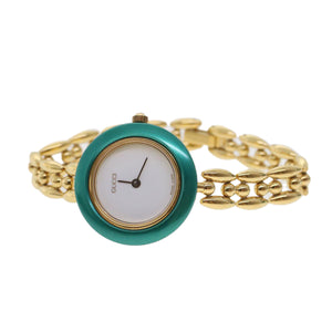 Gucci Bezel 6 Metallic Color Watch Gold Green Red am4518
