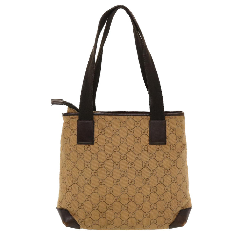 Gucci GG Canvas Tote Bag Leather Beige 28893 am4545