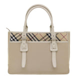 Luxury Burberry Nova Check Shoulder Bag Nylon Leather Beige Auth am4592