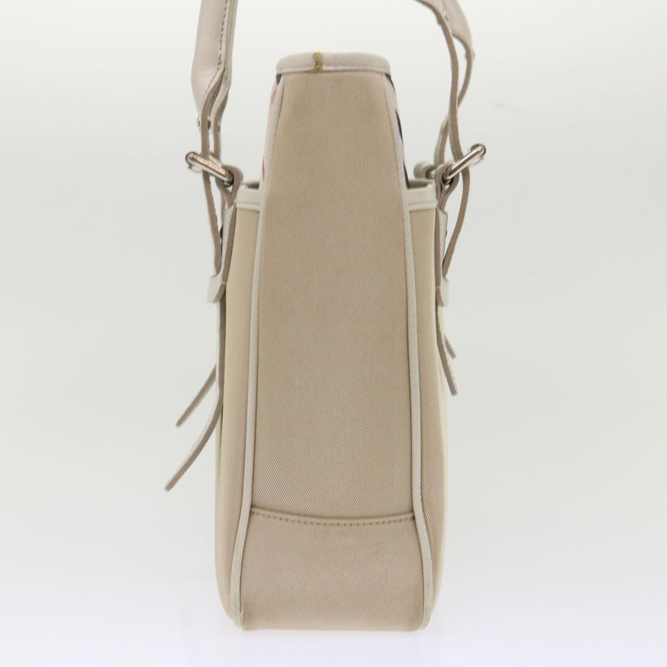 Luxury Burberry Nova Check Shoulder Bag Nylon Leather Beige Auth am4592