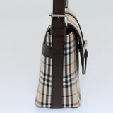 Luxury Burberry Nova Check Shoulder Bag Nylon Canvas Beige Auth am5185