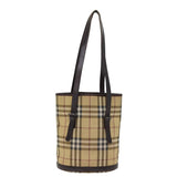 Luxury Burberry Nova Check Shoulder Bag Coated Canvas Beige Auth am6355