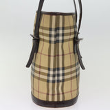 Luxury Burberry Nova Check Shoulder Bag Coated Canvas Beige Auth am6355