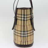 Luxury Burberry Nova Check Shoulder Bag Coated Canvas Beige Auth am6355
