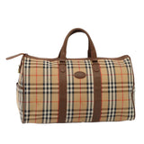 Luxury BurberrySs Nova Check Boston Bag Canvas Beige Auth am6446