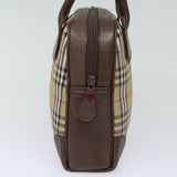 Luxury BurberrySs Nova Check Hand Bag Canvas Beige Auth am6463