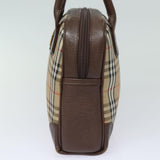 Luxury BurberrySs Nova Check Hand Bag Canvas Beige Auth am6463