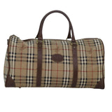 Luxury BurberrySs Nova Check Boston Bag PVC Leather Beige Brown Auth am6514