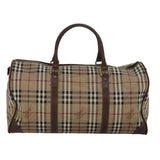 Luxury BurberrySs Nova Check Boston Bag PVC Leather Beige Brown Auth am6514