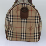 Luxury BurberrySs Nova Check Boston Bag PVC Leather Beige Brown Auth am6514
