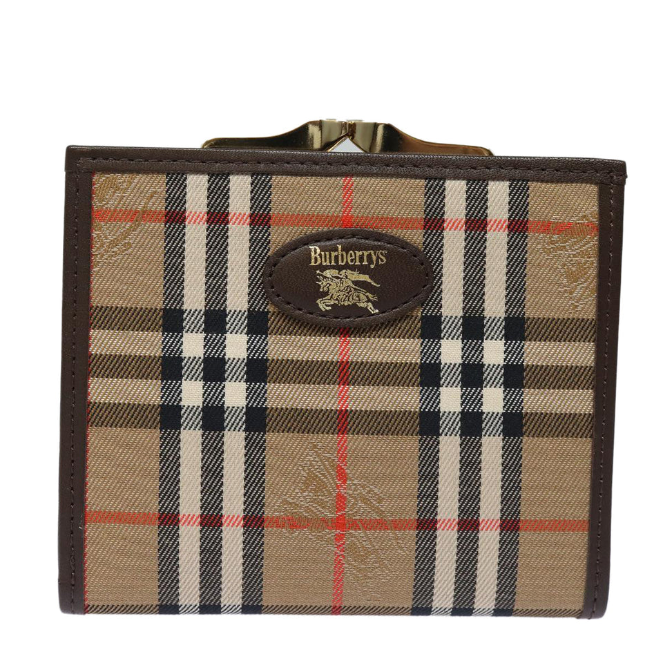 Luxury BurberrySs Nova Check Wallet Canvas Beige Auth am6671