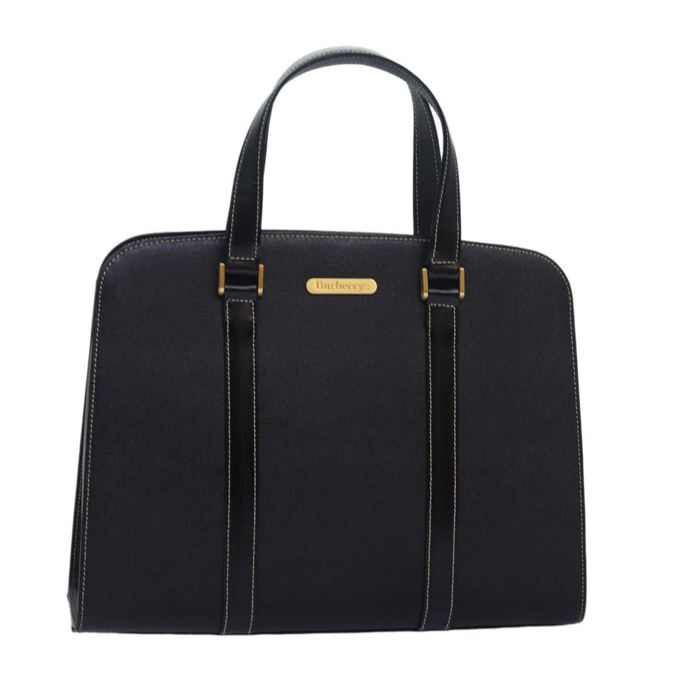 Luxury BurberrySs Hand Bag Leather Black Auth am6686